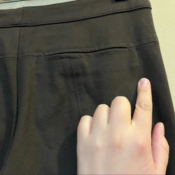 Vince Ponte Knit Tab Front Mid Rise Skinny Pants Viscose Blend Dark Brown Sz 4 - Picture 8 of 13